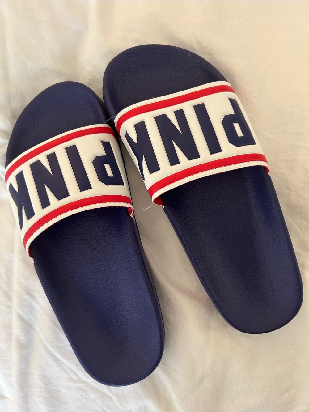 PINK Victoria’s Secret Sandals Slides Navy Red Medium